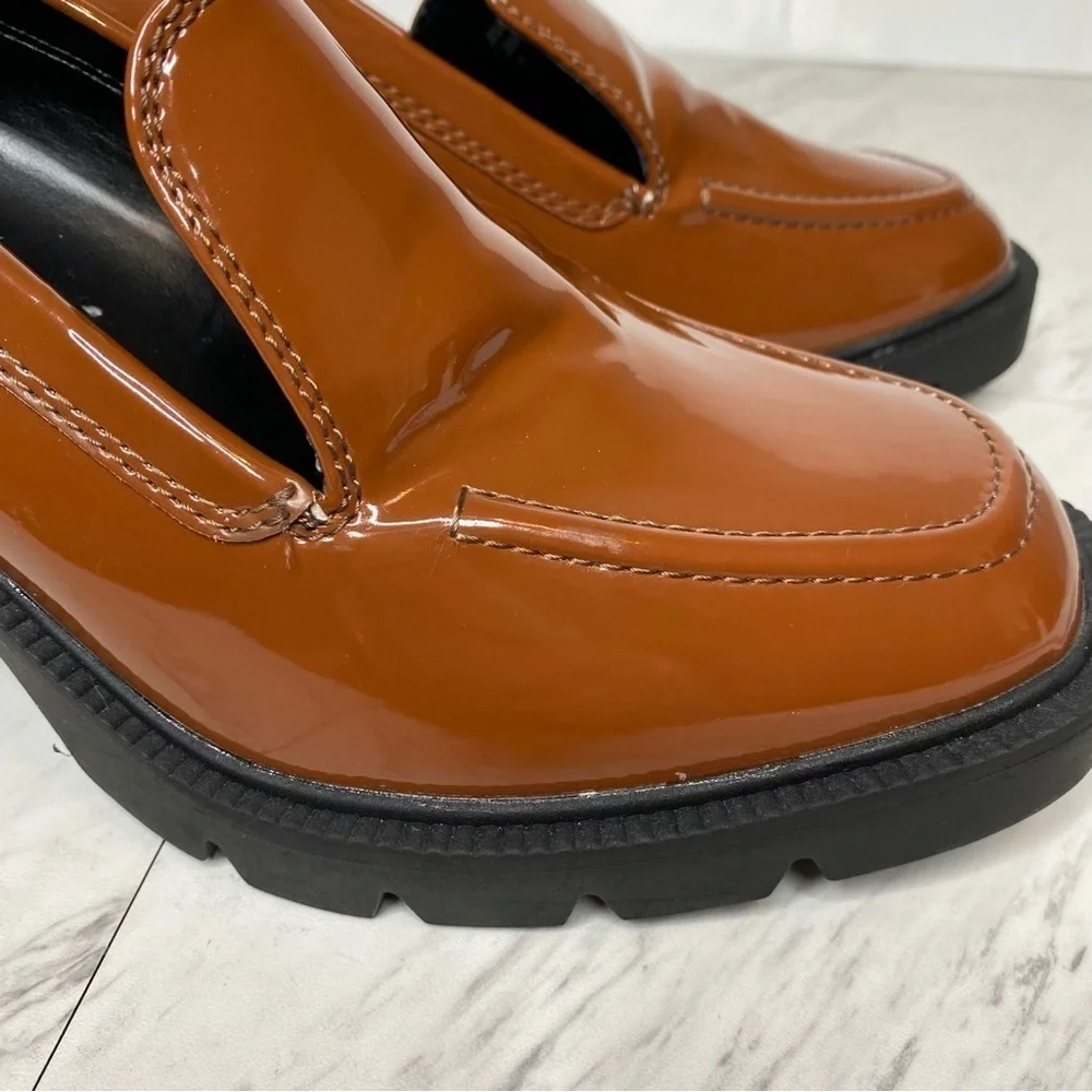 New! Blondo Josie Cognac Patent Heeled Loafer 11